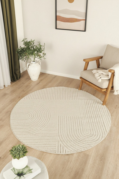 ESSENSE RUSTİC HALI Bukleli Yumuşak Peluş Krem Çocuk Odası Oturma Odası Salon...