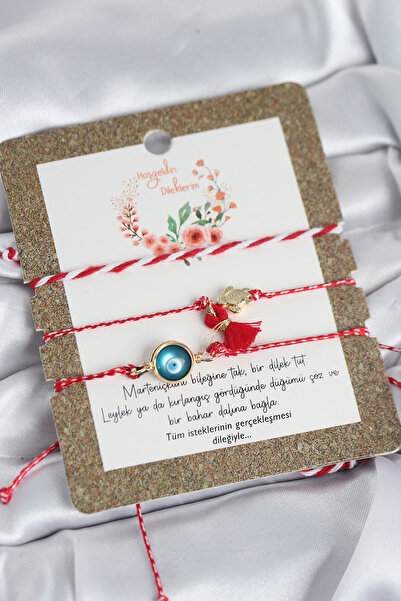 Twin Store Marteniçka Bracelet with 3 Tassels and Evil Eye Model