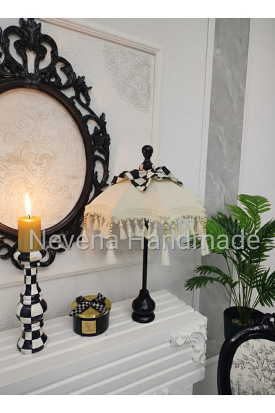 Nevena handmade Krem dama detaylı Bali şemsiyesi