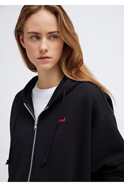 Mavi Logo Baskılı Kapüşonlu Siyah Sweatshirt 1S10531-900