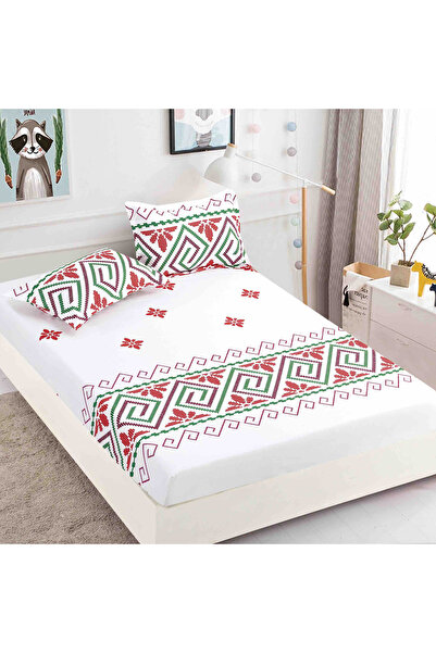 FIONNA.RO Husa cu Elastic si Fete de Perna Din Finet 180x200cm - Design Folcl...