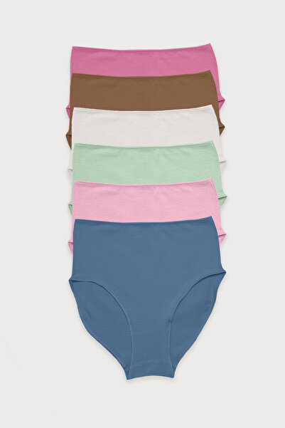 Malabadi Pachet de 6 chiloți colorați pentru femei, cu talie înaltă, model 1955