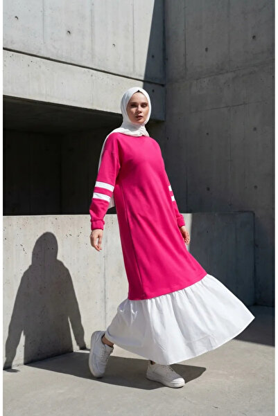 sefamerve Garnili Sporty Hijab Dress 71079-06 Fuchsia
