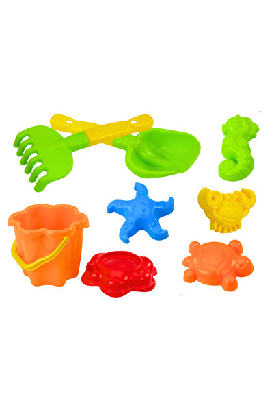 Three top online Sand Set, Bucket, Strainer, Molds, 8 pieces, Colorful