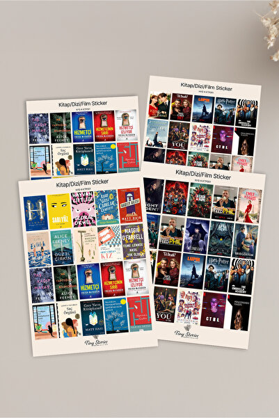 tinystoriestr Kitap/Dizi/Film Kişiselleştirilebilir Sticker - 4 Sayfa (80 Ade...
