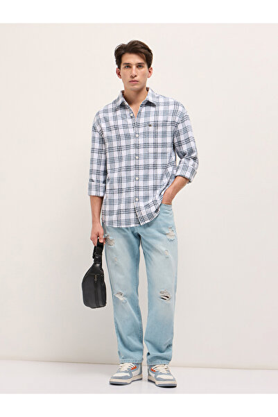 The Bear House By Styli Men's Pure Cotton Checked Relaxed Fit Casual Shirt