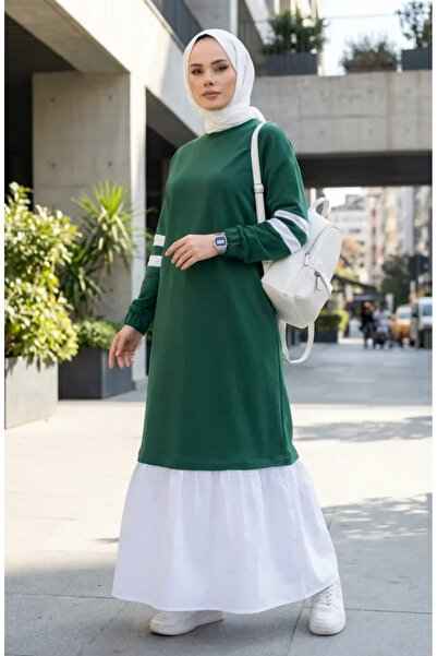 sefamerve Garnili Sporty Hijab Dress 71079-02 Green