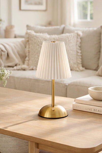 Evila Modern LED Masa Lambası - 3 Renk Işıklı Şarjlı Dekoratif Gece Lambası