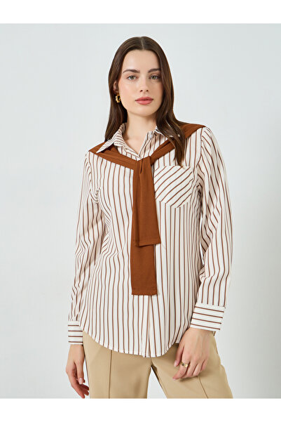 Styli Women Striped Shirt with Tie-Up Detail