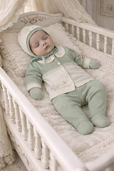 Arin Baby طقم مكون من 5 قطع من القطن بنسبة 100% مع ياقة وزهور، مناسب لحديثي ا...