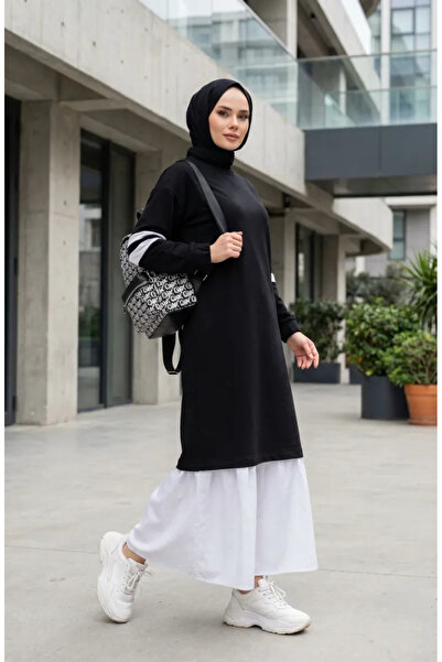 sefamerve Garnili Sporty Hijab Dress 71079-05 Black