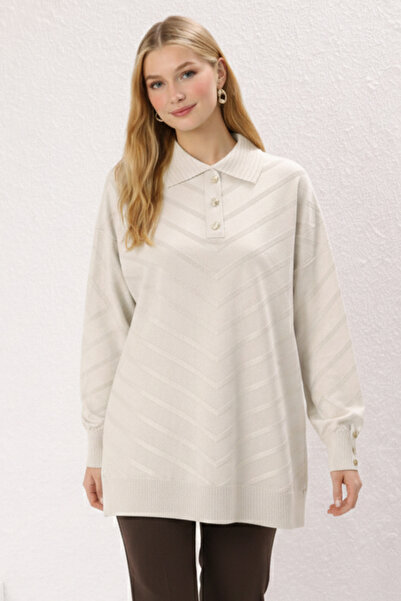 benguen Patterned Hijab Dress N3304 Stone Color