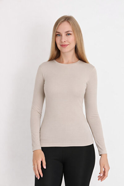 MissKATRE Women's Long Sleeve Beige Bodysuit