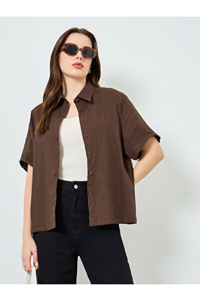 Styli Women Solid Oversized Short Sleeve Shirt