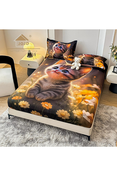 FIONNA.RO Stretchy Pillowcase and Pillowcases in Finet 160x200cm 5D - Kitty A...