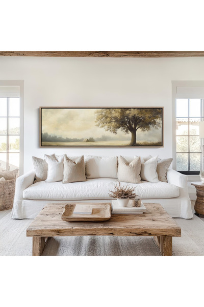 Tuba Decor Tek Parça Gerçek Ahşap Yatay Panorama Çerçeveli Tablo