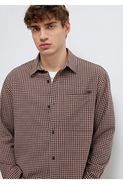 Mavi Bordo Ekose Gömlek Loose Fit / Bol Rahat Kesim 0211887-91419