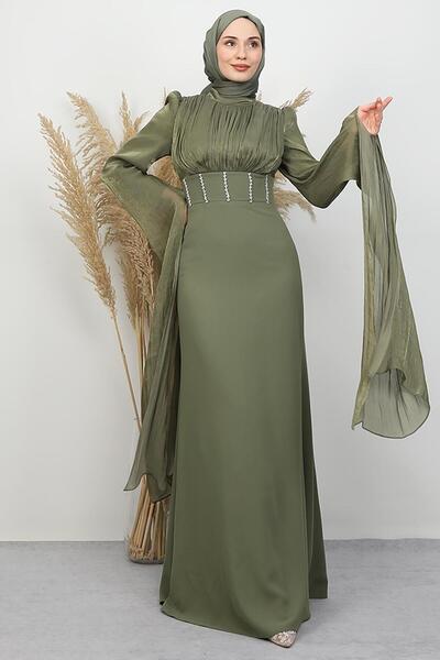 GİYZAMİLA Dora Krep Abiye Haki