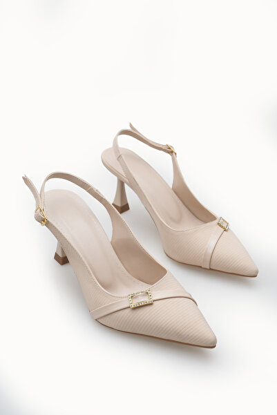 Riccon حذاء نسائي بكعب رفيع ومقدمة مدببة ومفتوح من الخلف 0012712 مخطط بلون ال...