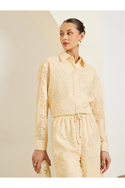 Styli Women Yellow Jacquard Longline Shirt