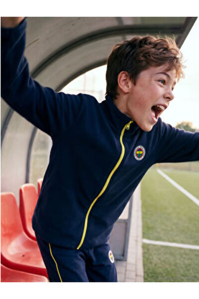 LC Waikiki Lacivert Dik Yaka Fenerbahçe Nakışlı Erkek Çocuk Polar Hırka