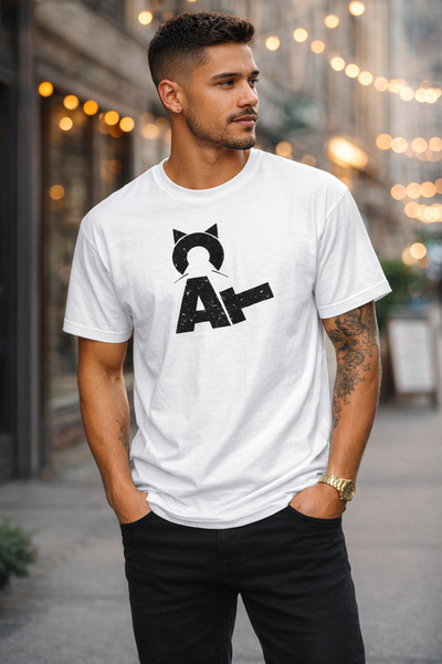 ArtYus Cat Printed Cotton Relaxed Fit Round Neck Unisex T-Shirt