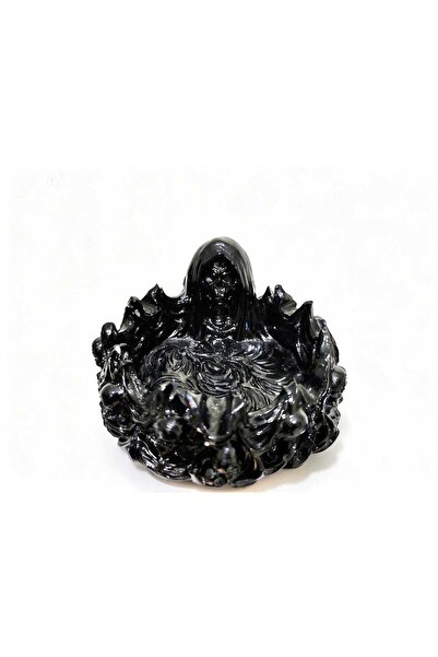 Küllük Karanlık Ölüm Meleği Figürlü Büyük | Siyah Resin Gotik Dekoratif Kül T...