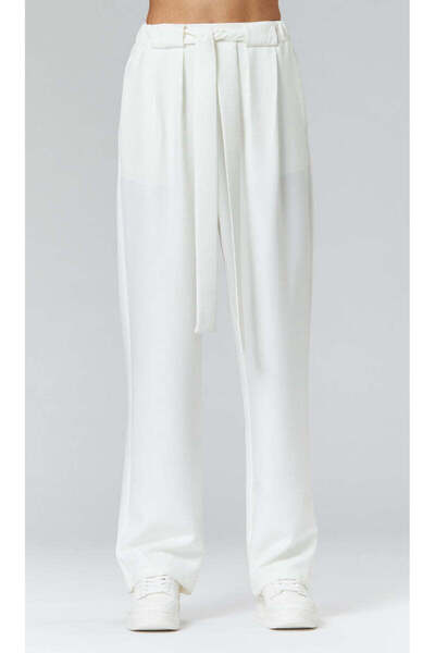 Nobrand Large Palazzo White Trousers with Belt