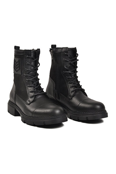 AYAKMOD 638 Μαύρες αντιολισθητικές ανδρικές μπότες με κορδόνια