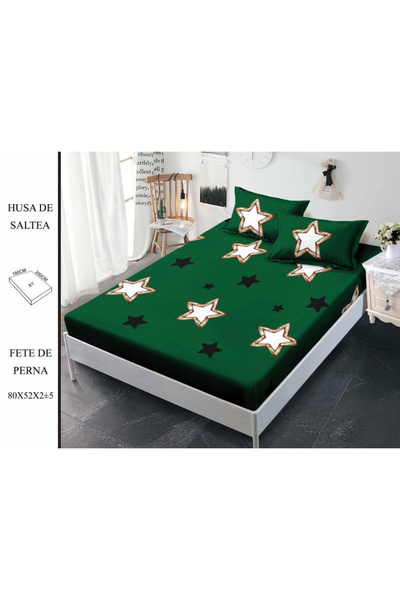 FIONNA.RO Stretchy Duvet Cover and Pillowcases Made of Finet 180x200cm - Gree...