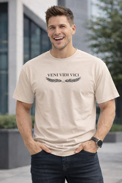 ArtYus Veni Vidi Vici Printed Cotton Relaxed Fit Round Neck Unisex T-Shirt