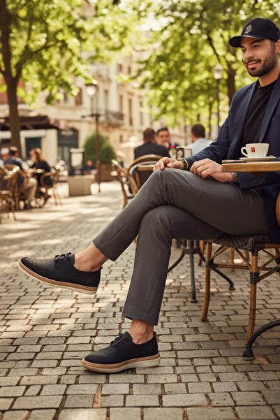 enoch أحذية رجالية مريحة من الجلد الطبيعي مقطوعة بالليزر بالكامل وقابلة للتنفس