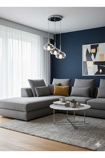 Delf YAPI SARKIT 3 LÜ CAMLI AVİZE ŞIK MODERN AVİZE