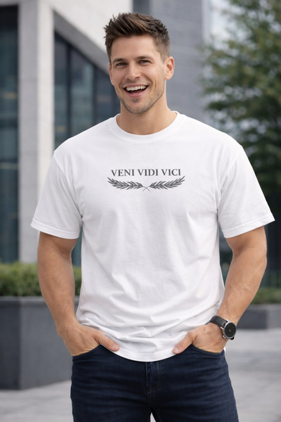 ArtYus Veni Vidi Vici Printed Cotton Relaxed Fit Round Neck Unisex T-Shirt