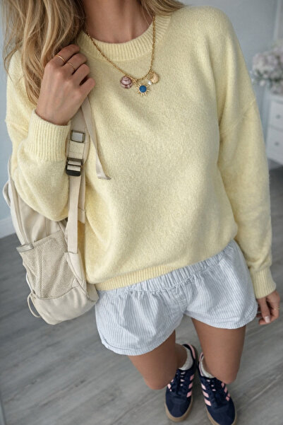 Uzak Store limon sari triko kazak