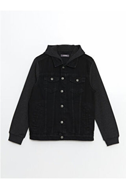 LC Waikiki Black Hooded Boy's Jean Jacket