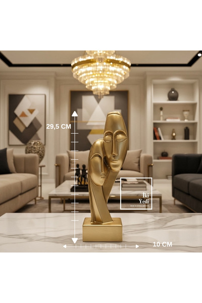 İki Yedi Konsept Sanders Modern Altın İkili Yüz Heykeli Soyut Sanat Biblo, Lü...