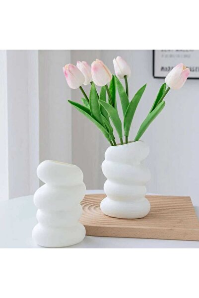 RED KİTCHEN Danimarka Dalgalı Vazo Kıvrımlı Alçı Vazo