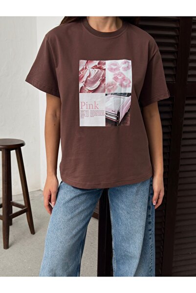 DAME Women's Oversize Pink Printed Organic Cotton T-Shirt