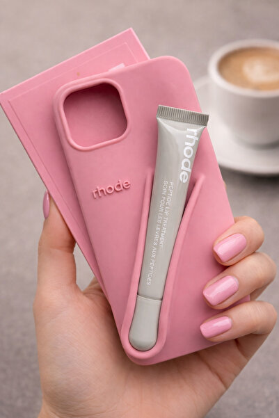 FİŞNEİLETİŞİM İPHONE 13/14 UYUMLU RUJLU KILIF (PEMBE KILIF/GRİ GLOSS)