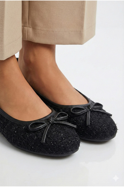 StWenn Tweed Fabric Mary Jane Ballet Stylish Buckle Orthopedic Sole Casual Shoes