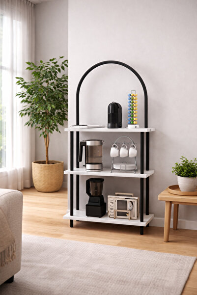 Solto Home MA41-13 Bohem Döndür Tak Modüler 3 Raflı Kahve Köşesi | Aletsiz Ku...