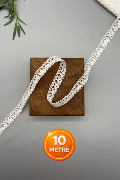 Ak Tuhafiye 10 Metre Beyaz Renk Pamuk Dantel-Kopanaki Şerit 10 Metre, 1.6 cm ...