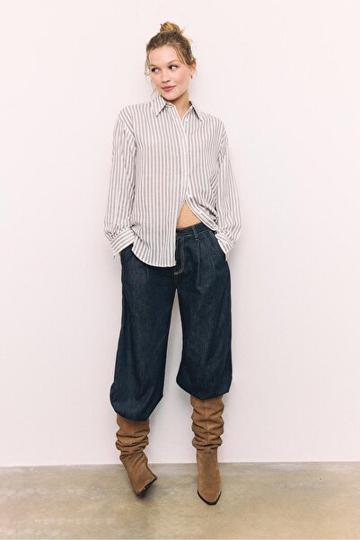 Stradivarius Keten görünümlü gömlek