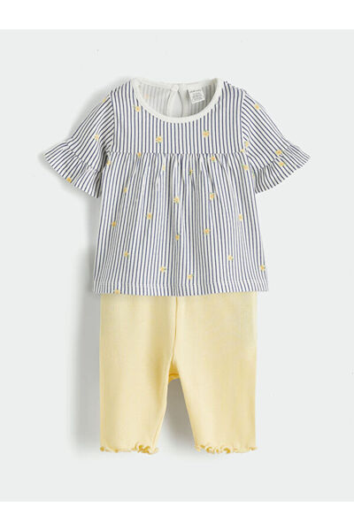 LC Waikiki Esvab • Modern & Stylish Striped Baby Girl Blouse and Leggings