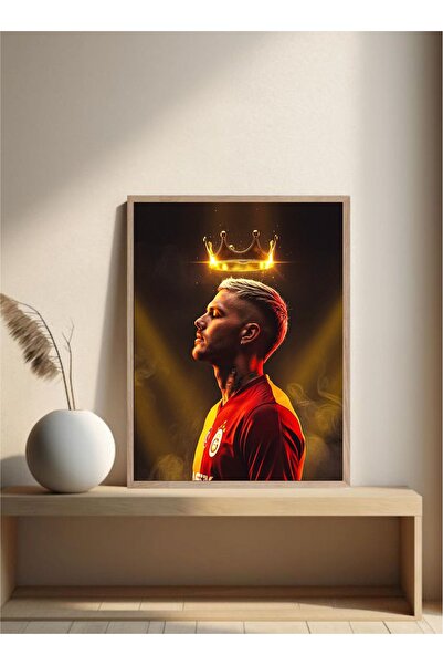 MOR TABLO Galatasaray Mauro Poster Tek Parça Doğal Ahşap Çerçeveli Tablo