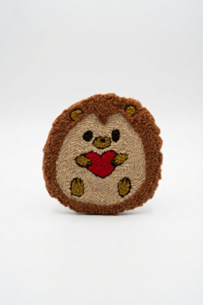 Runades Handmade Hedgehog Patterned Punch Coaster with Cute Heart Detail Deco...