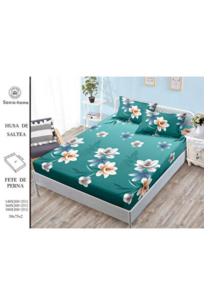 FIONNA.RO Stretchy Duvet Cover and Pillowcases Made of Finet 180x200cm - Gree...