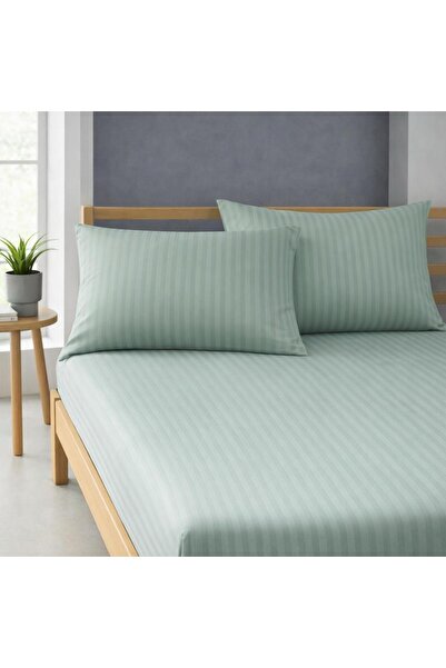 Serenova Soft 100% Cotton Satin Fitted Sheet Set (with Pillowcase) Double Siz...