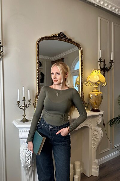 lizge giyim Kayik Yaka Modal Cashmere Bluz